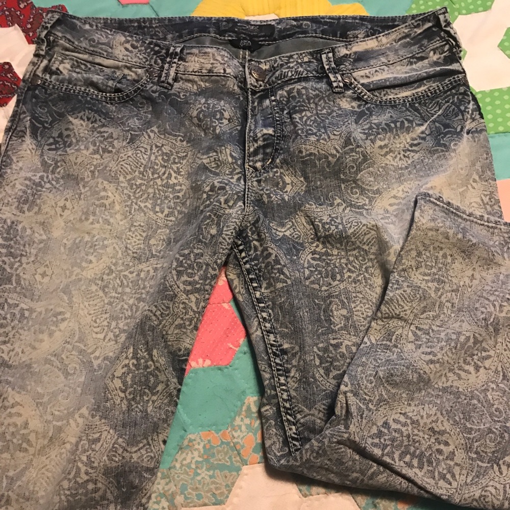 Silver Patterned Crop Jeans